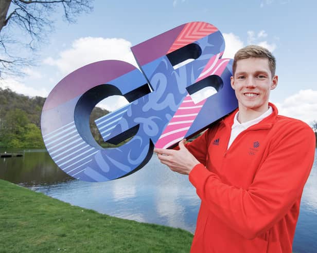 STIRLING, SCOTLAND - APRIL 16: Team GB Squad swimmer Duncan Scott poses during Team GB swimming squad announcement at Stirling University on April 16, 2024 in Stirling, Scotland. (Photo by Steve Welsh/Getty Images)