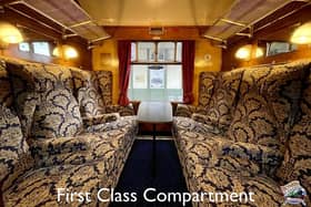 A SRPS first class compartment which seeks to convey the golden age of rail travel. Pic: SRPS