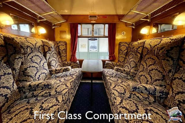 A SRPS first class compartment which seeks to convey the golden age of rail travel. Pic: SRPS