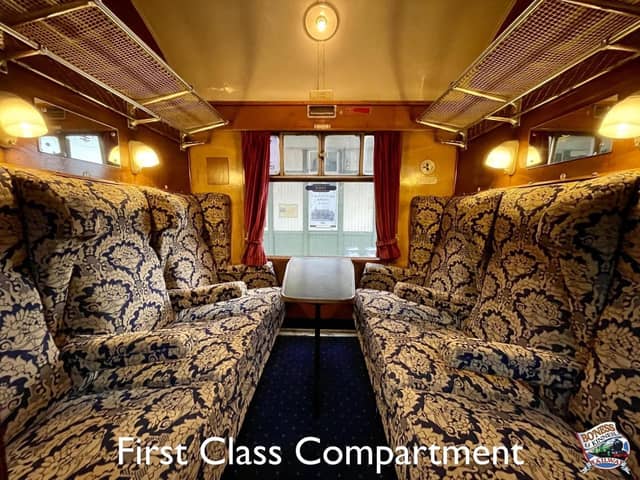 A SRPS first class compartment which seeks to convey the golden age of rail travel. Pic: SRPS