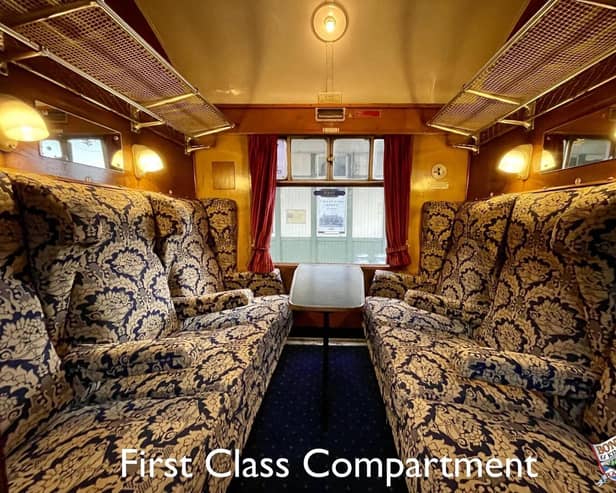 A SRPS first class compartment which seeks to convey the golden age of rail travel. Pic: SRPS