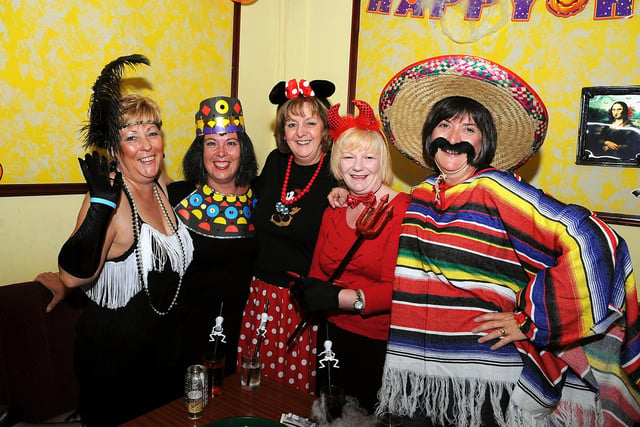 Staff from Langlees Primary at the 2009 Halloween party in the North Broomage Club.