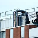 Four protesters made their way to the roof of the Ineos gas power plant. Pic: Michael Gillen