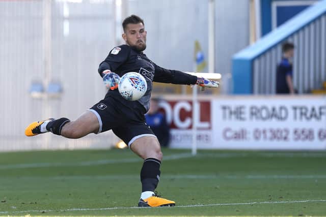 Bobby Olejnik of Mansfield Town in action during the Sky Bet League Two match between Mansfield Town and Northampton Town at The One Call Stadium. (Photo by Pete Norton/Getty Images)
