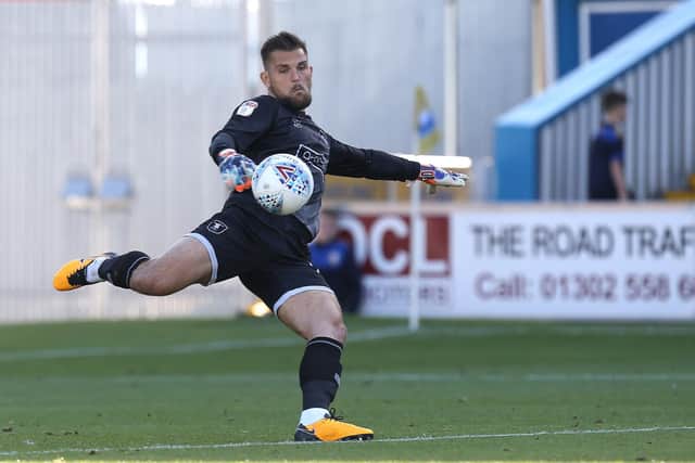 Bobby Olejnik of Mansfield Town in action during the Sky Bet League Two match between Mansfield Town and Northampton Town at The One Call Stadium. (Photo by Pete Norton/Getty Images)
