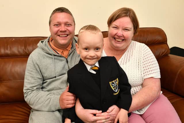 Emotional day for Carronshore family as Callan, 5, starts Primary 1 ...