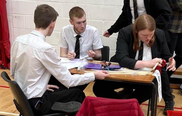 The Bo'ness Academy team hard at work during the Rotary Young Technologists Competition.