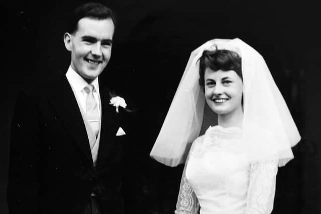 Hugh and Sandra Gillespie pictured on their wedding day. Contributed.