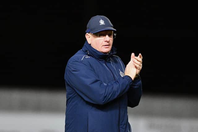 03-02-2024. Picture Michael Gillen. FALKIRK. Falkirk Stadium. Falkirk FC v The New Saints FC. Season 2023 - 2024. SPFL Trust Trophy Semi-Final.:.