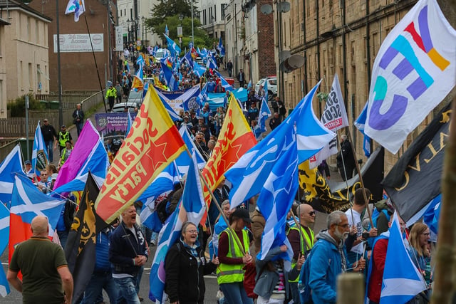 Plenty of banners on display for the All Under One Banner march for independence.