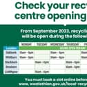 From Monday, October 2, all vehicles visiting West Lothian Council recycling centres must book a slot.