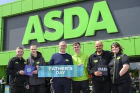 L-R: Peter & Peter Sanaghan, Brian & Daniel Boyle and Colin & Suzie Russell at Asda Blantyre.
