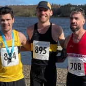 Scott Stirling (centre) with Callum Hawkins (left) and Kevin Campbell (Pic Bobby Gavin)
