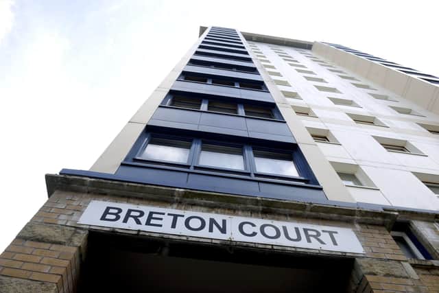 Colquhoun was banned from going above the fifth floor of Breton Court in Falkirk for the next two years