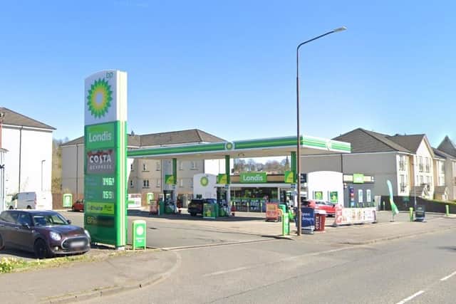 Pitcairn brandished the weapon at the BP petrol station in Falkirk Road. Pic: National World