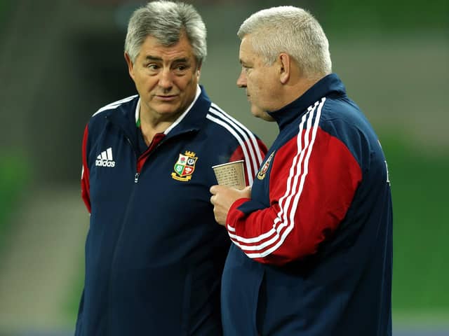 Who is this former Scotland and Lions full-back stood beside Warren Gatland? (Photo by David Rogers/Getty Images)