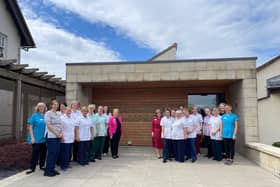 Staff at Strathcarron Hospice celebrate its latest "exceptional" grading from health inspectors. Pic: Contributed