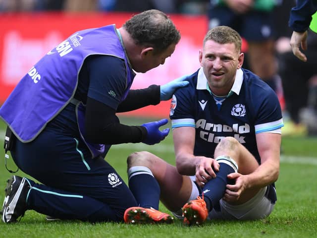 Ex-Falkirk star Finn Russell had to go for a head injury assessment during the loss to Ireland (Photo: Stu Forster/Getty Images)