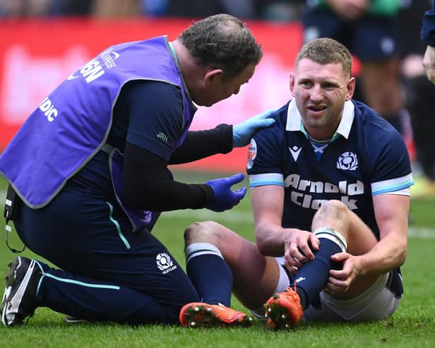 Ex-Falkirk star Finn Russell had to go for a head injury assessment during the loss to Ireland (Photo: Stu Forster/Getty Images)