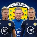 District trio Nicola Docherty, Leah Eddie and Sam Kerr have been called into the latest Scotland squad by head coach Pedro Martínez Losa (Pictures: Getty Images/SNS Group)