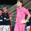 Finn Yeats and Callumn Morrison celebrate the latter scoring against Dundee United (Photo: Michael Gillen)