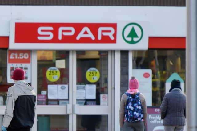 Johnston kicked a door at the Spar store in Charlotted Dundas Court, Grangemouth which then struck a member of staff