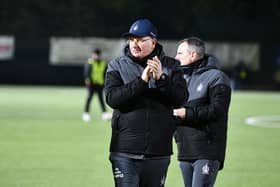 02-12-2024. Picture Michael Gillen. EAST KILBRIDE. The Ross Commercial Finance K Park Stadium. East Kilbride FC v Falkirk FC. Season 2024 - 2025. The Scottish Gas Men's Scottish Cup 3rd Round.