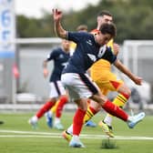 05-10-2024. Picture Michael Gillen. FALKIRK. Falkirk Stadium. Falkirk FC v Ayr United FC. Season 2024 - 2025. SPFL William Hill Championship. Match Day 9. Keelan Adams 20 shot.