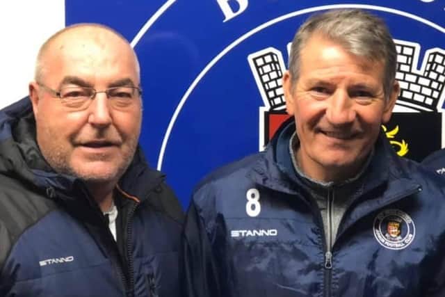 Bo'ness Athletic manager Willie Irvine (right) with assistant Tam Beattie