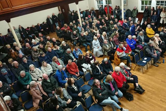Around 400 people attended a public meeting on the sports centre's closure last month. Pic: Contributed