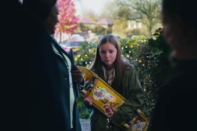 The teenager arrives at her new foster home clutching her skateboard in this year's John Lewis Christmas advert