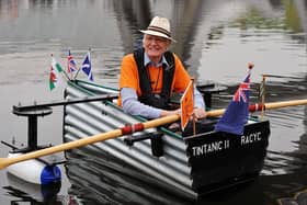 Retired Scots Dragoon Guards Major Michael Stanley - aka Major Mick - aboard his Tintanic II at The Falkirk Wheel