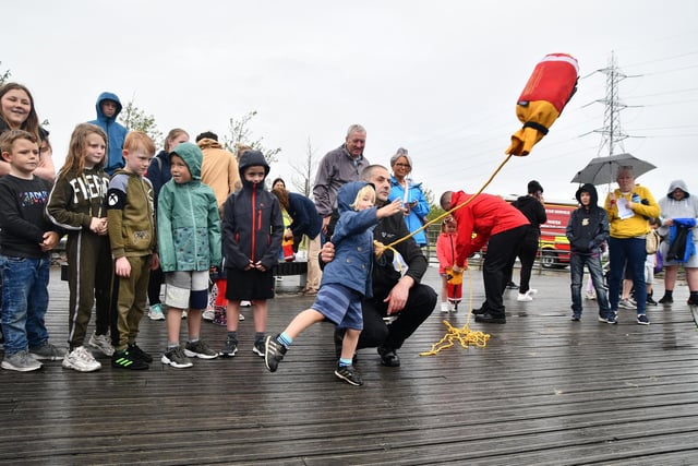 RNLI volunteers get the youngsters involved in their demo