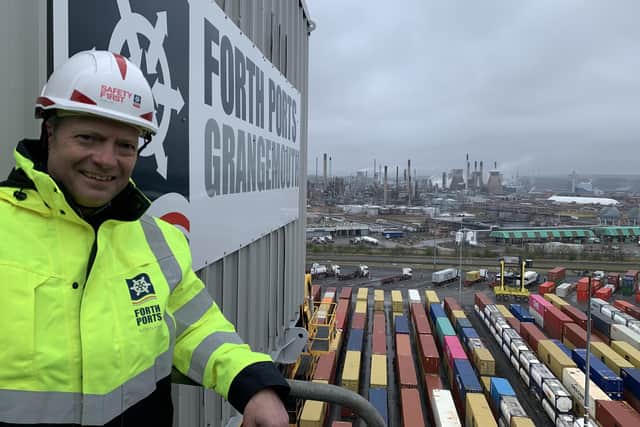 Graham Simpson, Shadow Minister for Transport and Central Scotland MSP at Forth Ports Grangemouth site
