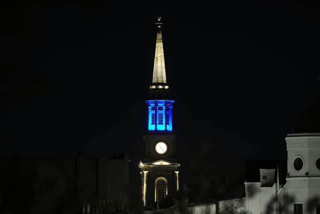 Earlier this year Falkirk Steeple looked amazing when it was illuminated in blue to celebrate Strathcarron Hospice's 40th anniiversary