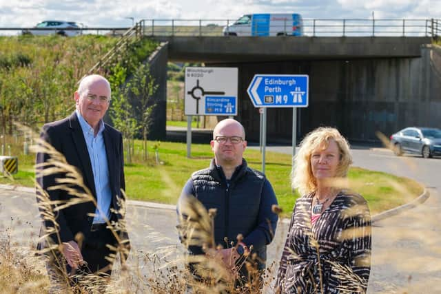 John and Pamela with station supporter Graham Campbell of Winchburgh Community Council.