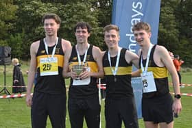 Falkirk Victoria Harriers enjoyed a historic start to the cross-country season last weekend thanks to the senior men’s winning performance at the East District Relays (Photo: Neil Renton)