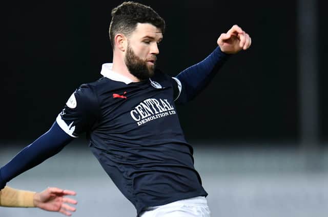 Mark Durnan playing for Falkirk against Forfar Athletic in January 2020