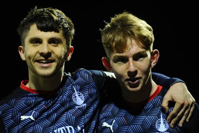 Goalscorers Charlie Telfer and Kai Fortheringham at the end of the game.