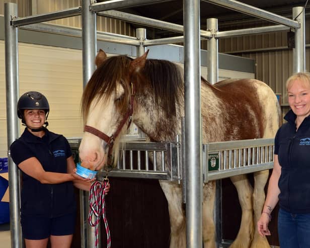 Stud vet Natalie Hind and nursing assistant Kerri Brylka with a VIP guest at the new facility  (Picture: Submitted)
