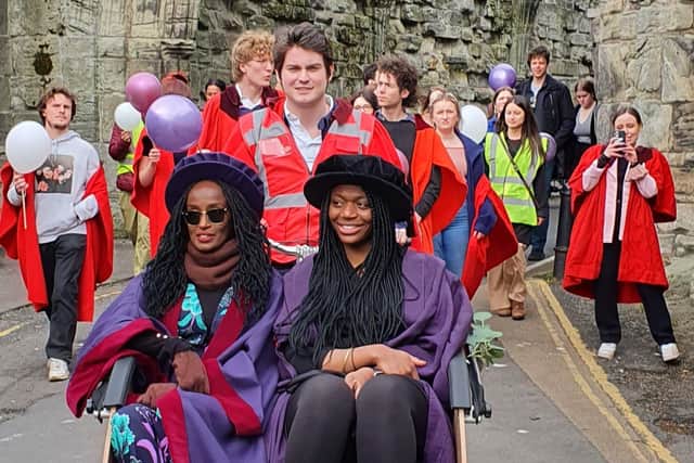 Dr Leyla Hussein OBE, the university's 54th Rector, enjoyed a tour of the town on a trishaw.