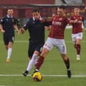 Tam Orr in action against Dumbarton earlier on the campaign (Photo: Scott Louden)