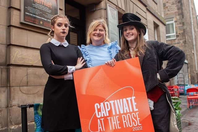 Hazel Beattie, with daughters April, left, and Violet, right, who are all performing at the Edinburgh Festival Fringe 2022