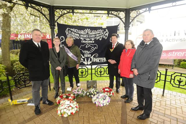 Ceremony to mark International Workers' Memorial Day at the East End bandstand in Falkirk on Saturday