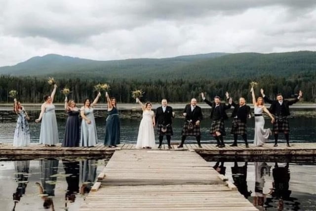 The bridal party at Whonnock lakeside. Ciaran 28, is an assistant manager in Winners, Metrotown, Burnaby, while Kyrsten, also 28, is a grant writer and content creator for Atira Women’s Resource Society in Surrey, both Briths Columbia.