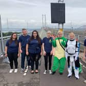 The Michael Sharpe Project team about to set off on their sponsored walk over the Forth Road Bridge last weekend.