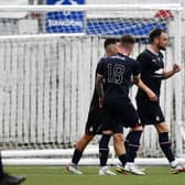 Brad McKay powered home a header to equaliser for Falkirk in the first half (Photos: Michael Gillen)