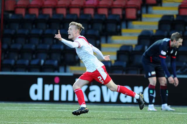 Kyle Turner celebrates scoring Airdrie's second