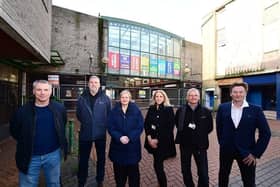 Bill Palombo, from CAB, and Falkirk Council leader Cecil Meiklejohn join project team members Scott Hendry, Jacquie McArthur, Craig Sharp and William Marshall to mark the next phase of the much anticipated regeneration of Grangermouth town centre (Picture: Submitted)