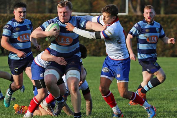 Gregor Dodd in action for Falkirk against Kirkcaldy as the Horne Park side ran out 31-28 winners in the Tennent’s National League Division 2 (Pictures: Gordon Honeyman)